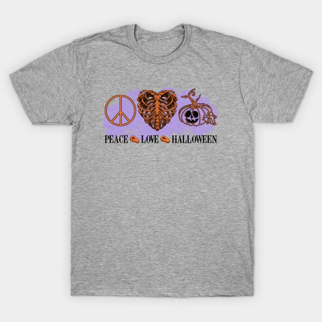 Peace Love Halloween T-Shirt by LMW Art